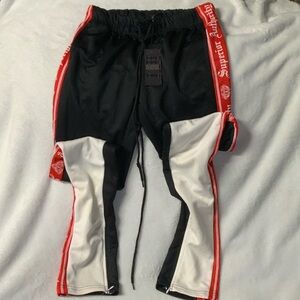 Black and White Joggers with Red Accents